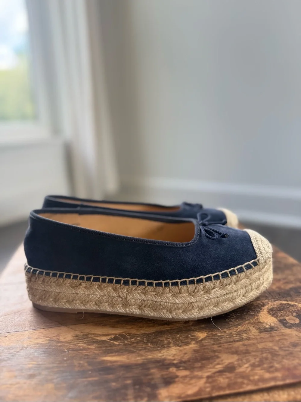 Talbots Quinn Bow Suede Platform Espadrilles 6